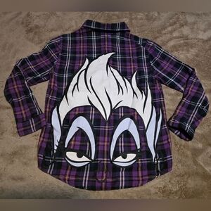 GUC Disney Cakeworthy The Little Mermaid Ursula Plaid Flannel  Sz S AS-IS
